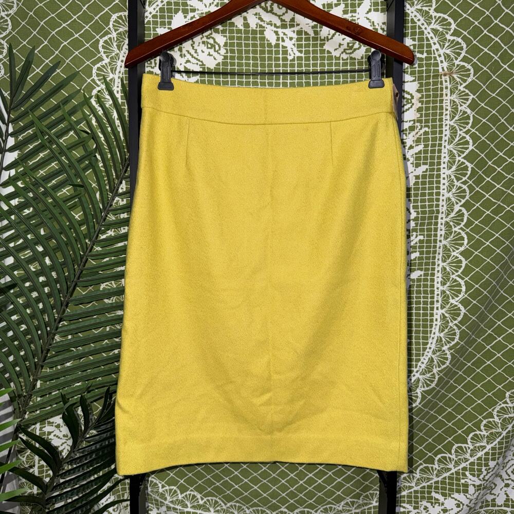 J.Crew Chartreuse Yellow Wool Cashmere Blend Pencil Skirt - Size 6